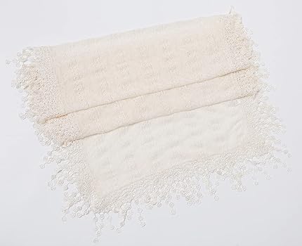 Cindy and Wendy Lightweight Soft Leaf Lace Fringes Scarf
